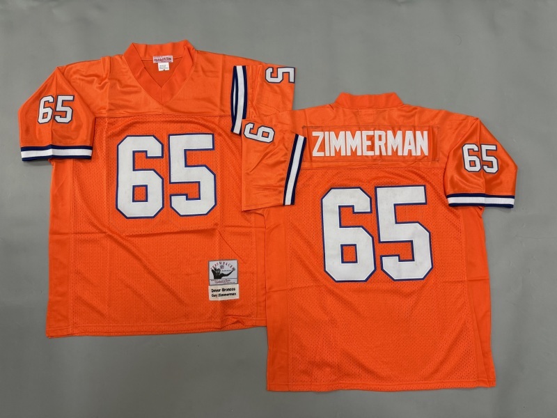 Men 2025 Denver Broncos 65 Zimmerman orange Throwback Limited NFL Jersey style 001